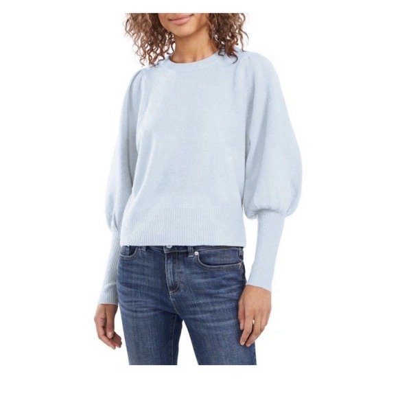 CeCe Sweaters - CeCe Womens Blue Puff Long Sleeve Crew Neck Sweater Size XL Frozen‎